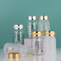 Bouteilles solides PS transparentes de 100ml, bouteilles de pilules/poudre/comprimés/vitimins/Capsules -- bouchons de couleur or/argent à l'épreuve des enfants
