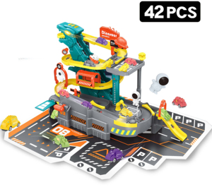 Gran oferta <span class=keywords><strong>de</strong></span> juguetes <span class=keywords><strong>de</strong></span> estacionamiento DIY ensamblados para niños, 42 Uds., juguete con ranura <span class=keywords><strong>de</strong></span> dinosaurio con pista <span class=keywords><strong>de</strong></span> coche <span class=keywords><strong>de</strong></span> juguete, estacionamiento con luz y música - Product Image 2