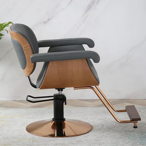 Fauteuil de Barbier Gris Foncé Pivotant en Cuir PU avec Base Métallique pour Salon de Coiffure et Studio de Beauté - Product Image 3