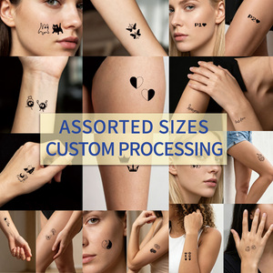 Adesivi per Tatuaggi Temporanei Minimalisti Neri, Piccoli e Carini con Motivi a Cuore, Corona e Teschio, Tatuaggi Artistici per Feste, Spiaggia, Club e Festival - Product Image 4