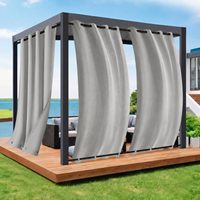 Rideau d'extérieur imperméable, rideaux occultants avec corde thermique anti-chaleur anti-UV, rideau d'extérieur gris clair