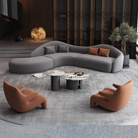 Ensemble de canapés modulaires incurvés modernes pour réception de bureau avec fauteuils pour hall d'accueil, salle de réunion, mobilier commercial rond en tissu doux