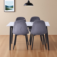 Ensemble de table à manger moderne de luxe en pierre frittée rectangulaire imperméable pour 4 chaises, meubles de salon
