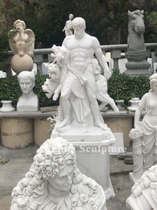 Bức Tượng Hercules Hy Lạp Bằng Đá Cẩm Thạch Trắng Thần Thoại Với Tác Phẩm Điêu Khắc Hổ - Product Image 3
