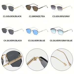 Lunettes de soleil rétro en alliage 2025 personnalisables avec logo, sans monture, polygone, UV400, pour hommes et femmes - Product Image 5