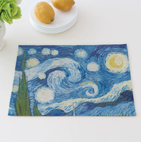 Sets de table personnalisés en lin et coton, impression artistique Nuit étoilée de Van Gogh, résistants à la chaleur, lavables, décoration pour la maison et la cuisine