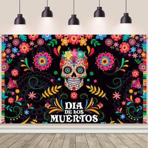 Fondo Fotográfico Catrina Cempasuchil, Telón de Fondo para el Día de los Muertos, Decoración de Altar Mexicana, Pancarta Personalizable - Product Image 4