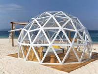 Tente dôme extérieure à structure en aluminium monocouche, une chambre, un salon, tente sphérique en verre