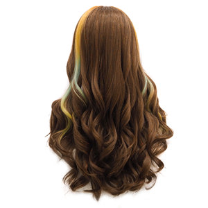 วิกผมสังเคราะห์แบบลูกไม้ด้านหน้า ประดับด้วยเส้นใยทินเซล ยาวเป็นลอนธรรมชาติ สีรุ้ง สำหรับแดร็กควีน - Product Image 4