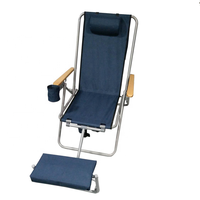 Chaise de plage pliante en fer avec repose-pieds, inclinable et portable pour le camping, l'atelier et la chambre à coucher