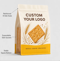 Sachet d'emballage personnalisé imprimé à fond plat avec fermeture à glissière pour biscuits aux céréales entières et craquelins multigrains