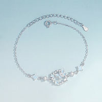 Bracelet de couple en argent sterling S925, motif papillon Mobius, design de niche, simple, polyvalent, bracelet de couple haut de gamme, vente en gros
