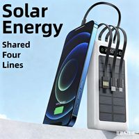 Banque d'énergie solaire 20000mAh affichage LED chargeur portable avec câbles iPhone Type C pour iPhone Android Smartphone tablette
