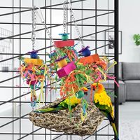 Oiseau herbe balançoire tapis perroquet escalade hamac avec jouets colorés pour perruche calopsitte soleil Conure inséparable perruche petits oiseaux