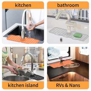 Tapis absorbant en silicone personnalisé pour robinet, support pliable pour éponge, égouttoir d'évier, protection de comptoir de salle de bain et de cuisine, vente en gros - Product Image 5