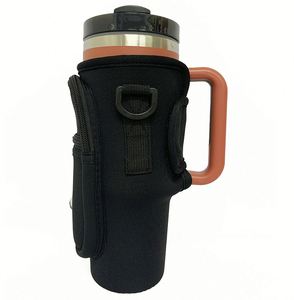 Housse isotherme pour bouteille d'eau de 40 oz avec bandoulière et poche zippée pour les voyages et les pique-niques - Product Image 3