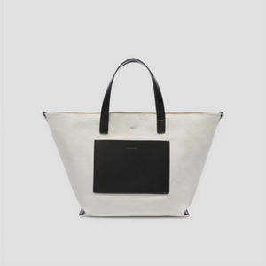 Bolso de mano minimalista de poliéster y cuero para mujer, bolso tote de gran capacidad, estilo moderno, bolso de mujer a la moda para la universidad. - Product Image 5