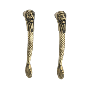 Tirador de puerta y ventana en forma de León de latón de estilo moderno con acabado antiguo para decoración del hogar o del hotel y aplicaciones de oficina - Product Image 1