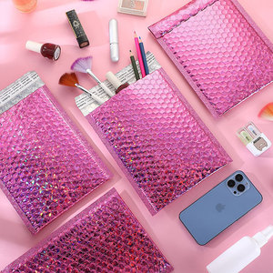 Rts trong kho Holographic sáng bóng bong bóng bưu phẩm 18x23 cm kim loại Rose Red độn phong bì 7x9 inch vận chuyển túi - Product Image 4