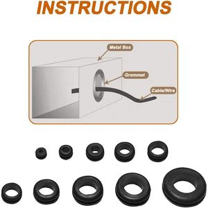 Kit de Anillas de Goma Negra, 190 Piezas, 9 Tamaños, Anillas de Protección de Cables EPDM - Product Image 3