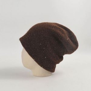 Gorro de Lana de Dos Capas con Lentejuelas Brillantes, Moda Otoño Invierno 2024, para Mujer, Cálido y Elegante - Product Image 2