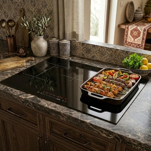 Electrodomésticos <span class=keywords><strong>de</strong></span> Cocina OEM/ODM, CE/CB, Vidrio Negro, 5 Zonas <span class=keywords><strong>de</strong></span> Cocción, Placa <span class=keywords><strong>de</strong></span> Inducción Eléctrica Integrada <span class=keywords><strong>de</strong></span> 8500W, 77cm - Product Image 2