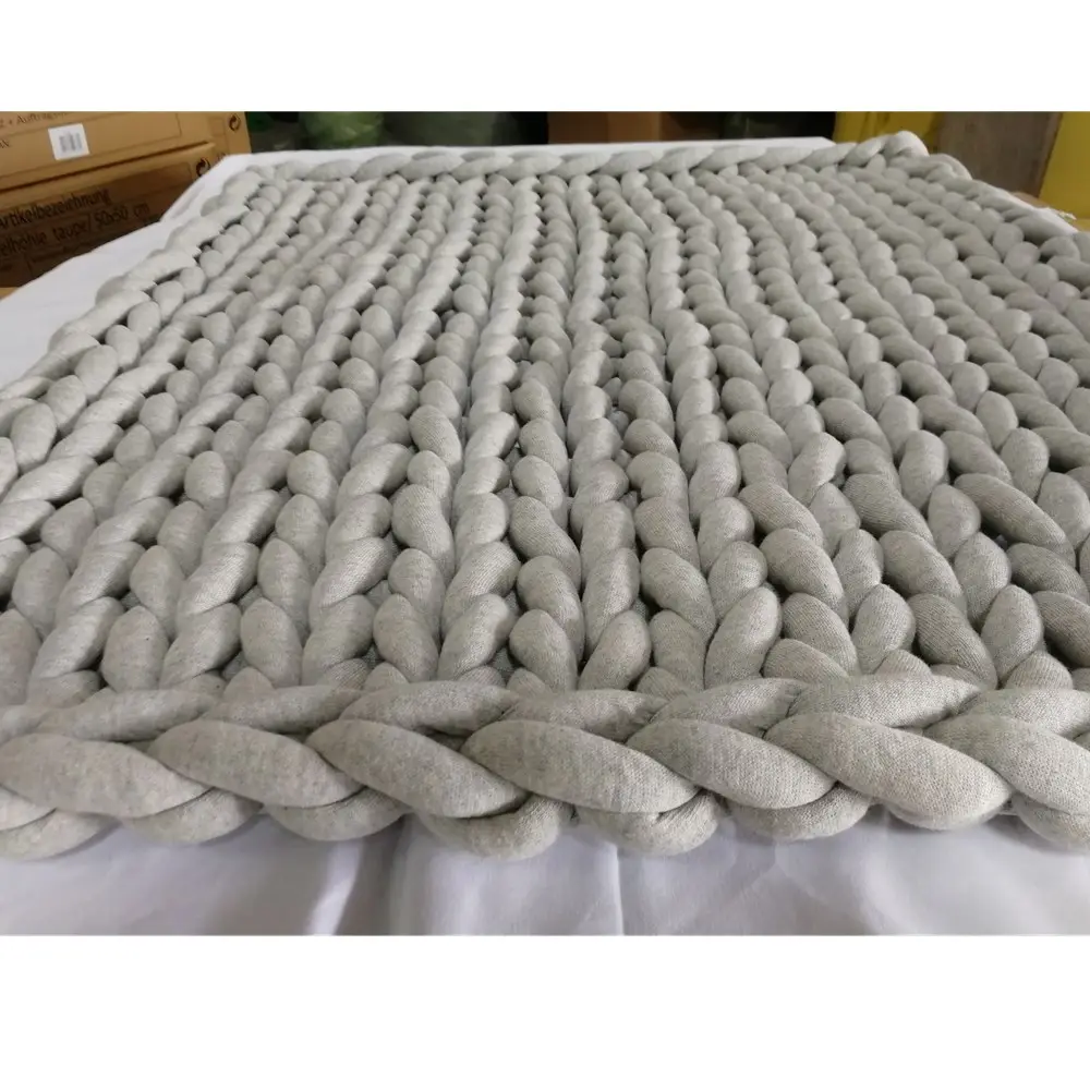 在庫100% COTTON SEAMLESS D3-4cm洗濯機で洗えるロービングヤーン充填チューブブレード手編み糸生地厚手の重い毛布