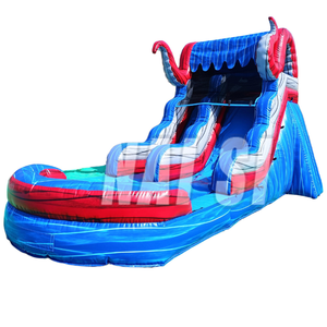 Toboggan aquatique Octopus Ocean Battle de 15 pieds <span class=keywords><strong>avec</strong></span> <span class=keywords><strong>piscine</strong></span>, toboggan aquatique gonflable Kraken, château gonflable commercial <span class=keywords><strong>pour</strong></span> les locations de fêtes d'<span class=keywords><strong>anniversaire</strong></span> - Product Image 1