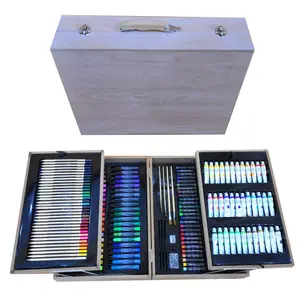 艺术绘画木箱174支儿童双层绘画艺术箱油彩蜡笔工具套装