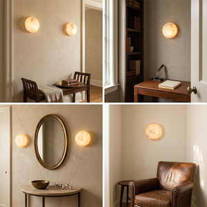 <b>Wall</b> <b>Sconce</b> Alabaster Wabi Sabi Japandi Luxury <b>Light</b> for Bedroom Bedside Living Room Villa Moon Round LED <b>Light</b> - Product Image 2