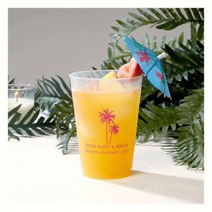 Vasos de Fiesta Personalizados de 12 oz, Vasos de Plástico Ecológicos Reutilizables, Decoración Romántica para Bodas y Fiestas en la Playa - Product Image 1