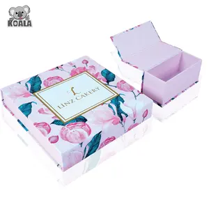 2 pièces impression colorée petite grande boîte d'emballage de cadeau personnalisée en carton rose rigide pour soins de la peau pour mariage