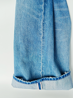 Jean en denim coupe large pour femme, effet moustaches de chat, légère fente, déchiré, coupe ample, longueur cheville, pour un look décontracté au quotidien