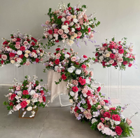 Boule de fleurs artificielles en soie rose, décoration de mariage, boule de fleurs de rose, centre de table de mariage, décoration de boule de fleurs de rose blanche et rose