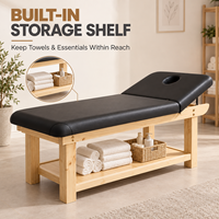 Table de massage en bois massif, stationnaire, pour soins de beauté, lit de massage pour SPA, salon, clinique, hôtel, thérapie de massage facial
