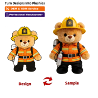 Boneka Beruang Pemadam Kebakaran Berkualitas Tinggi, Warna & Logo Dapat Disesuaikan, Isi Kapas PP, Mainan Souvenir Unisex