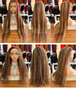 180% densité 360 cheveux vietnamiens bruts os perruques droites Ombre Blonde faits saillants couleur 13x6 vague profonde dentelle avant perruques de cheveux humains - Product Image 3