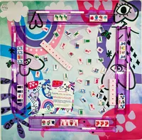 Nappe de mahjong de luxe moderne 2026, design aquarelle personnalisé, peinte à la main, imperméable et résistante aux rayures, 33 pouces