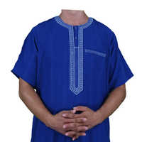 Nuevo Vestido Largo Musulmán de Manga Corta con Diseño Bordado Estilo Marroquí Koshibo, Tallas 54-62 para Hombre