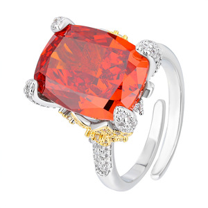 Bijoux haut de gamme en cuivre plaqué or, diamant à haute teneur en carbone, motif fleur de glace, diamant carré, style tempérament, luxe léger, rétro - Product Image 5