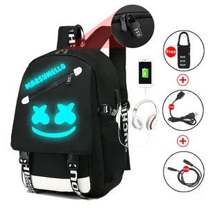 Fashion Luminous School Rucksack Schulter Day Pack Anti-Diebstahl-Laptop-Rucksack mit USB-Ladeans chluss