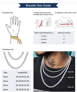 Collares de Plata de Ley 925 con Moissanita VVS de Color D de 2mm-6mm, Cadenas de Tenis de Moissanita Estilo Hip Hop Iced Out al por Mayor - Product Image 4