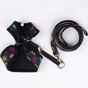 Arnés ajustable de lujo de nailon y PU para perros y gatos, logotipo personalizado, impresión por sublimación, correa de collar de diseñador de moda - Product Image 3