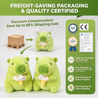Peluche Capybara Vert Doux de 8 Pouces, Poupée en Peluche Tenant une Banane, Prix pour Machine d'Arcade de Centre Commercial, Vente Directe d'Usine