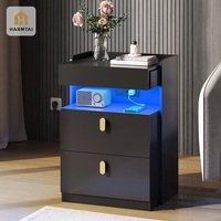 Table de chevet HarmTai avec station de charge et 2 tiroirs