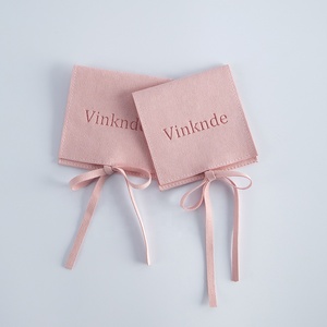 8*8 cm Custom Deboss Logo Luxury Jewelry Pouch Bag Packaging Exquisite Pink Microfiber Envelope Flap Package Pouch With <b>Rope</b> - Product Image 2