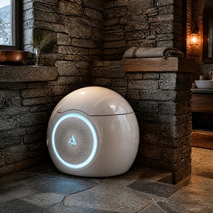 WC intelligent monobloc en céramique brillante, forme œuf, avec éclairage LED annulaire, chasse d'eau automatique, bidet, siège chauffant et veilleuse - Product Image 4