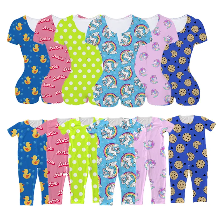 Familien passende Outfits Kurzarm Stram pler Mama und ich Baby kleidung Stram pler Pyjama Nachtwäsche-Sets