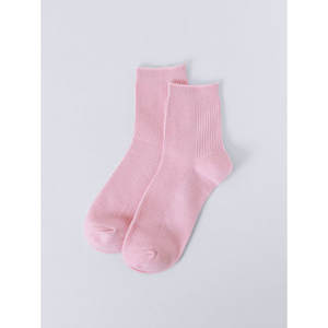 Calzini a metà collo pastello da donna con fiocchi ricamati stampa morbida seta traspirante Logo personalizzato taglia unica al ginocchio per la primavera/estate - Product Image 1