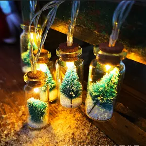 电池供电节日串发光二极管圣诞雪松树装饰许愿瓶派对仙女花环灯